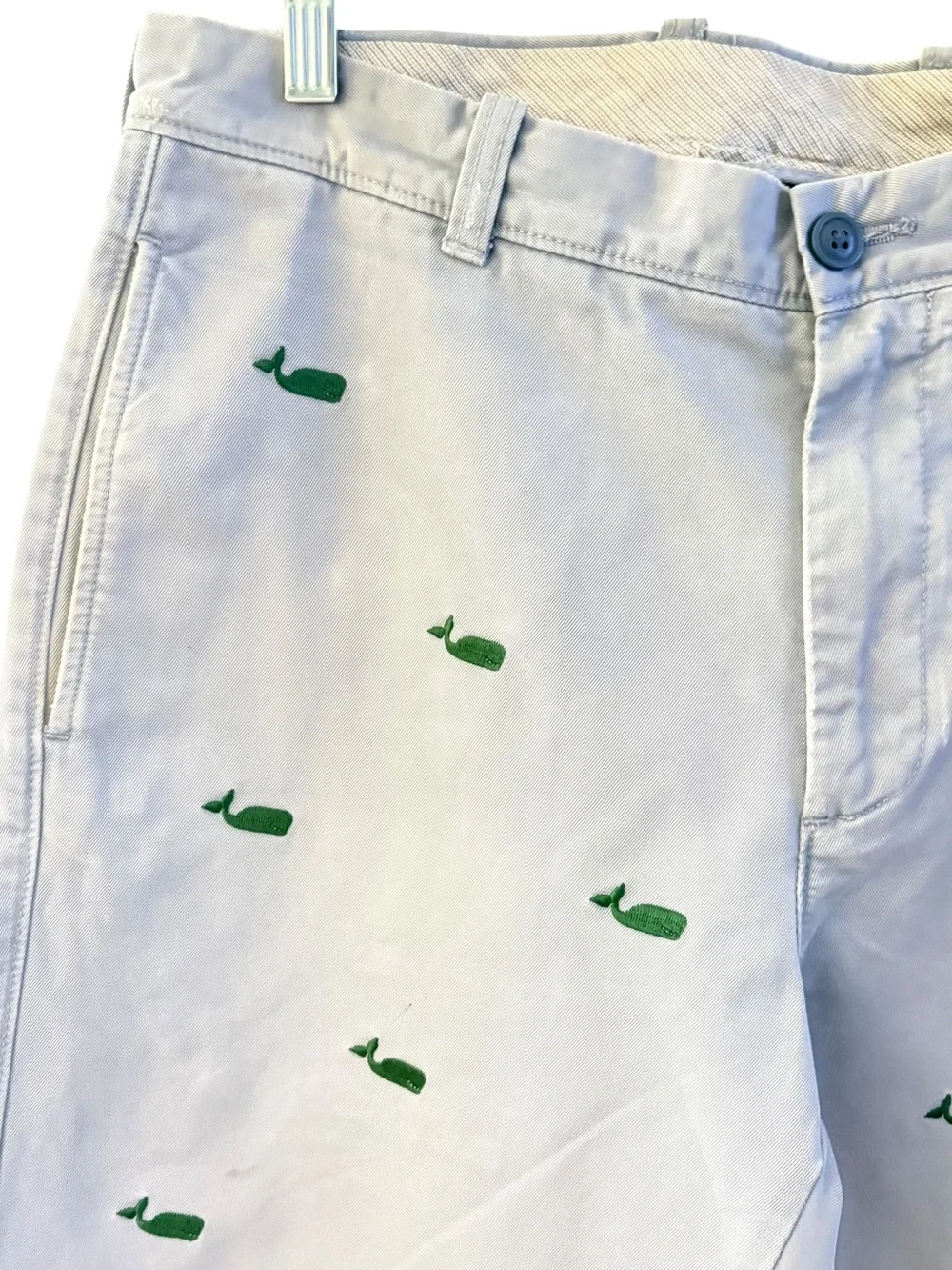 J. Crew Light Blue Chinos with Green Whale Embroidery Straight Leg Pants sz 33